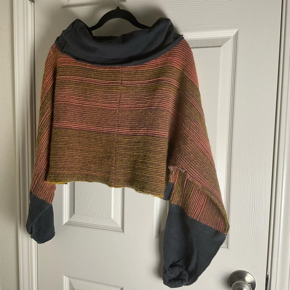 Multicolor Free People Easy Street Cropped Chunky Knit Sweater size small